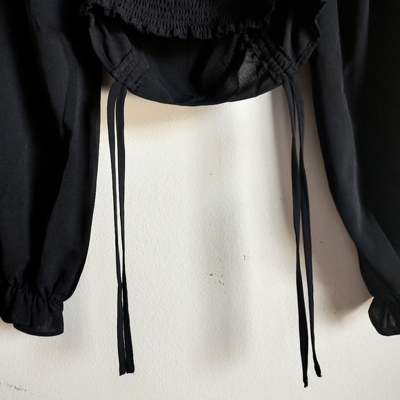 Black Ruched Square-Neck Top - Picture 4 of 4